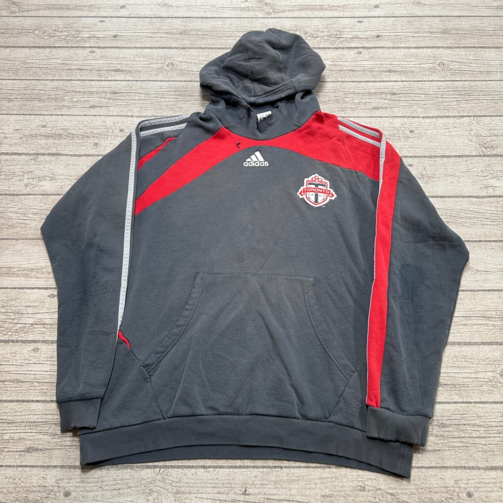 Adidas Toronto FC Hoodie Men's XL Gray Athletic Pullover Sweatshirt Activewear